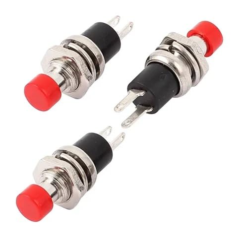 Xperttech Momentary Push Break SPST Wire Push On Connector Button Switch, 1A 250VAC Mini Push button Switches Normal Closed(NC) Red Cap- 3 pcs.-image-37