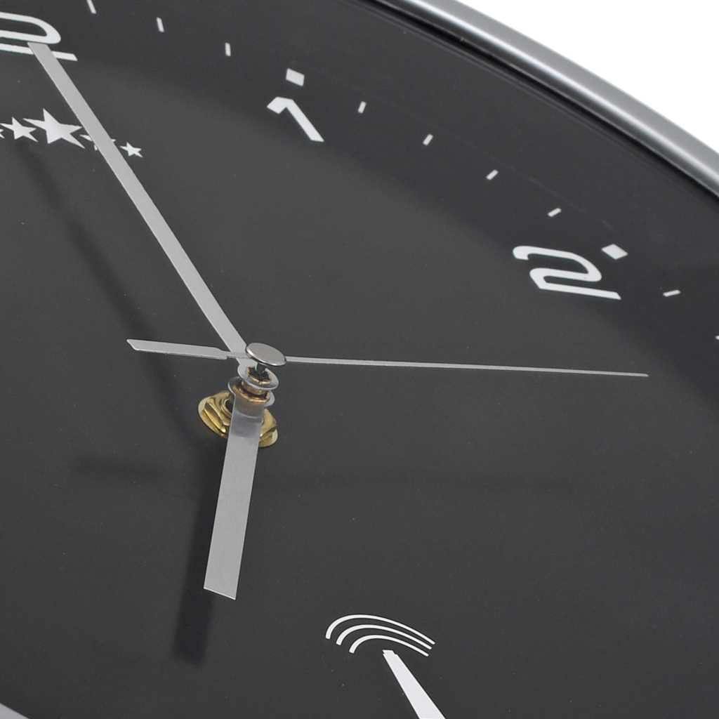 Fengshui Reloj de pared con radio, movimiento de cuarzo, 31 cm, color negro
