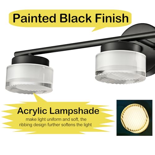 Image of DAYCENT 3-Light LED Bathroom Vanity Lights Black Wall Light Over Mirror