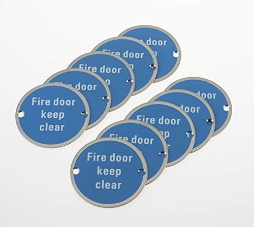 Fire Door Keep Clear Sign Round Metal Disc Stainless Steel 76 x 1.5mm Pack of 15