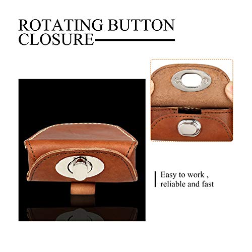 Kosibate Ammo Pouch, Genuine Leather Ammo Holder Bag Storage For .22 22Lr .38 .45 Hunting Military Belt Gun Ammo Case Brown #TOP3