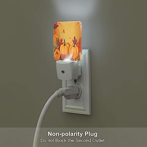 Image of Sunflowers Pumpkins LED Plug-in Night Light 2-Pack, Auto Sensor Emergency Fall Leaf Thanksgiving Nightlights Set of 2 for Dawn Bedroom Kitchen /Dusk Bathroom /Night Stairs Hallway Toilet