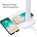 Multifunctional LED Desk Lamp with Wireless Charger,USB Charging Port,Clock,Phone Holder,Desk Lamps for Home Office,Eye-Caring Reading Lamp,Study Lamp for Boys,Girls,Teens (White-tx26)