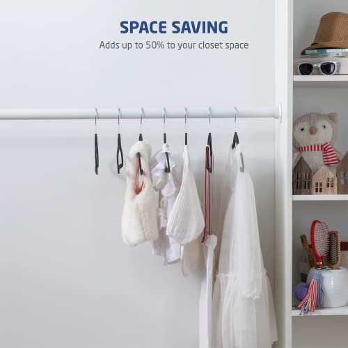 Zober Velvet Kids Hangers For Closet - Pack Of 30 Non Slip Childrens Hangers For Shirts, Pants & Dresses W/Swivel Hook - Durable Kids Clothes Hanger W/Notches - Small Hangers - Black #TOP3