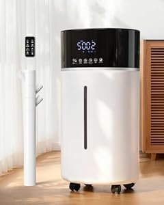 Luftbefeuchter Große Räume 18L, Warme&Kühle Nebel Humidifier bis 200 m² Raumbefeuchter Wohnzimmer, Extended Tube & Doppeldüsen Ultraschall Luftbefeuchter, Schlafzimmer/Büro/Pflanzen/... Weiß
