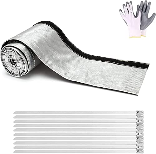 Heat Shroud Aluminized Sleeving Heat Shield Fuel line Wire Heat Sleeve for Ultimate Heat Protection Hose Wire Sleeving, 1/2" I.D.x 10FT with 10PCS Stainless Steel(304) Cable Metal Ties-Silver by Ummickl - Used condition - US$14.02