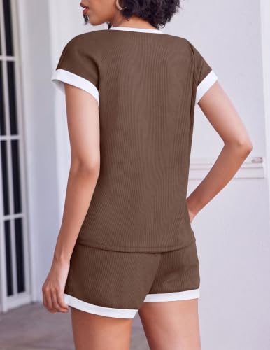 Image of Ekouaer Two Piece Sets for Women Summer Striped Lounge Set Vacation Outfit