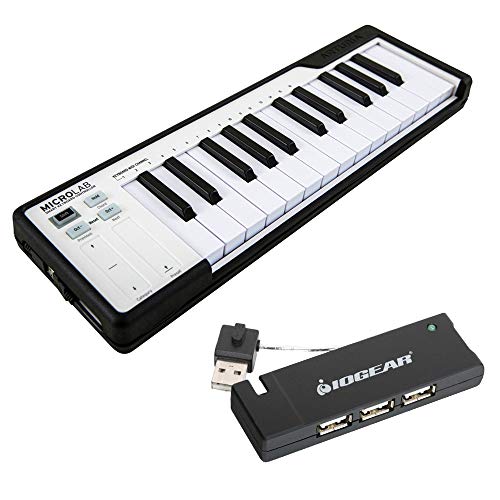 Arturia MicroLab Compact USB-MIDI Controller with IOGEAR 4-Port USB 2.0 Hub Bundle (Black)