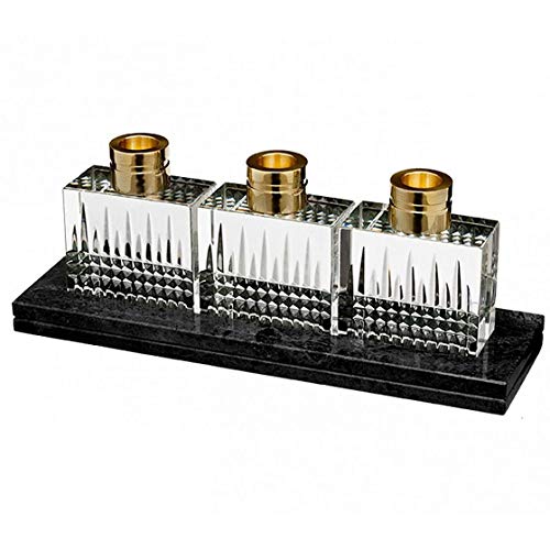 Waterford Lismore Diamond Candlestick Set/3 With Marble Base #TOP23