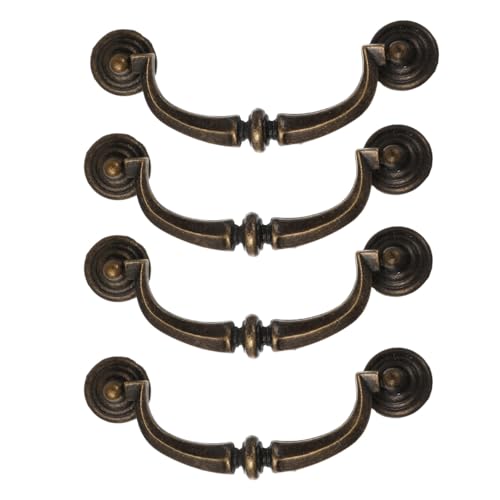 Amosfun Antique Cabinet Handles 4 Pack 4.72 in Zinc Alloy Drawer Pulls Oil Rubbed Bronze Furniture Handles for Closet Door Box Vintage Style Hardware