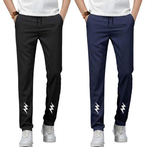 Track Pants for Men || Activewear Pants || Men’s Joggers || Polyester with 2 Side Pockets || Casual Trousers || Stretchable (Sports | Gym | Yoga) (L36 Pack of 2)-image-34