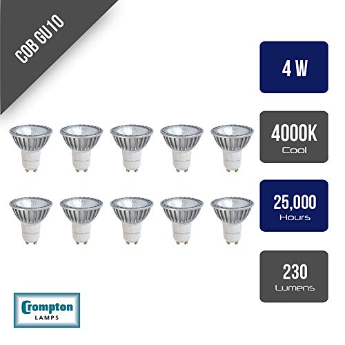 Crompton - Pack de 10 bombillas LED regulables (GU10, 4 W, 4000 K, luz blanca fría)