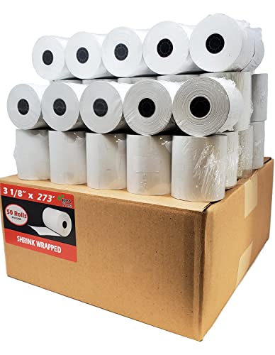 (50 Rolls) Rolki odbioru papieru termicznego 3 1/8 x 273 (55 GSM Premium Quality German Paper) Fits All POS Cash Registers BPA Free - BuyRegisterRolls