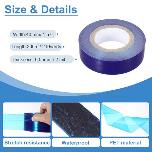 Image of PATIKIL Removable Protective Film Tape, 1.6 Inch x 656 ft PE Surface Protective Scratch Film Tape Roll for Furniture Electrical Appliances Plastic Hardware Low Stickiness, Blue