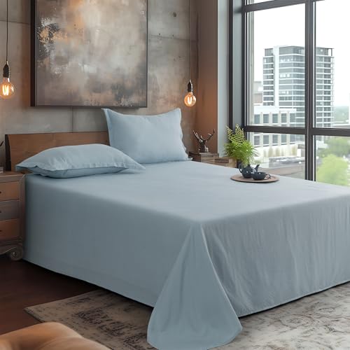 Cortina Cloud Cotton King Size Bedsheet with 2 Pillow Covers | Super Soft, Breathable & Skin-Friendly Bedsheet for Double Bed King Size with Solid Design | (Sky Blue,270x250 cm)