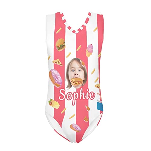 Tuoxiukan Personalized Girls One-Piece Swimwear Size 3-14 Custom Kids Boys Boday Suits Quick Dry Leotards for Dance