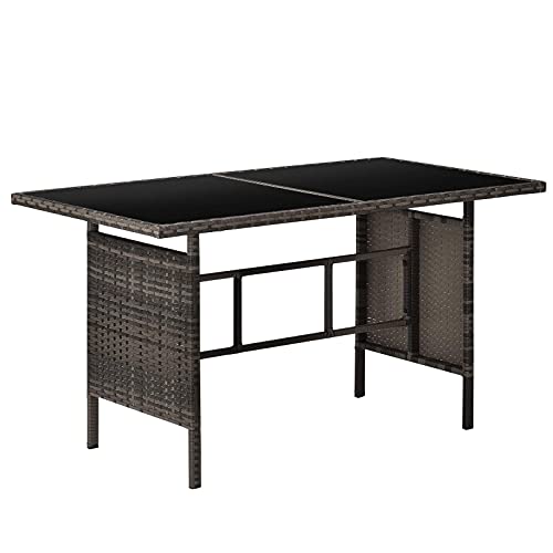 SVITA Madison Poly Rattan Ecksofa Rattan-Lounge Esstisch Gartenmöbel-Set Sofa Garnitur Couch-Eck (Dining Set, Braun) – Bild 6
