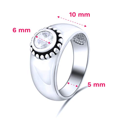 Anillo plata 925 mujer Quiges con circonitas de flor estilo clásico vintage 2