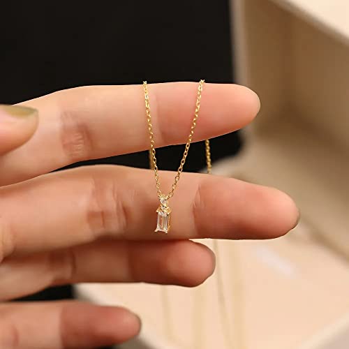 Collier plaqué zircon brillant S925 petit carré diamant