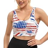 DOPINDU American Flag Sports Bras for Women Funny Crop Tank Tops 4th of July Yoga Bra Workout Top Patriotic Shirts, S