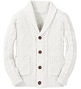 Inorin Boy's Sweater Cardigan Button Down Shawl Collar Cable Knitted Outwear Sweater Coats with P...