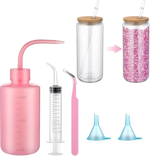 10 Pcs Snow Globe Tumbler Supplies Kit Glitter Funnel Bent Syringe for Snowglobes for Glitter Snow Globe DIY Contains Cup Making Supplies