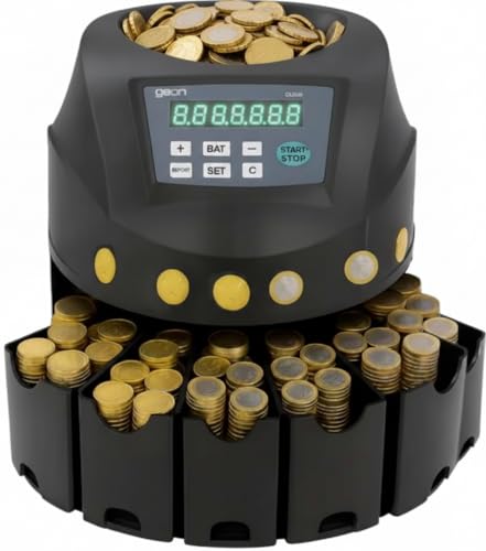 Contador de Monedas Automático   Clasificador de Monedas por Denominación   200 Monedas/Minuto   Capacidad de 300 500   Compatible con EUR y USD   Pantalla LED   Conexión RS232 para PC e Impresora