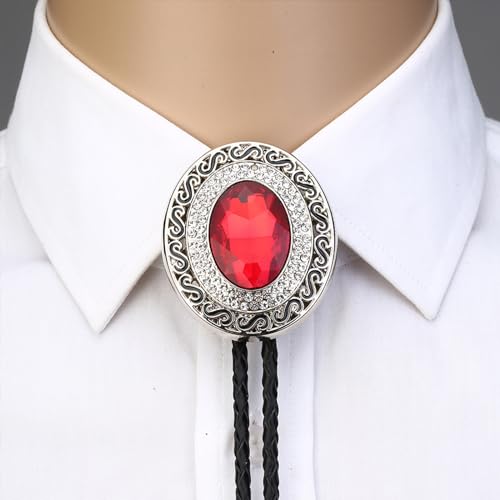 Image of Western Bolo Tie Cowboy Bolo Ties Rhinestone Necklace Bola Tie for Men Women