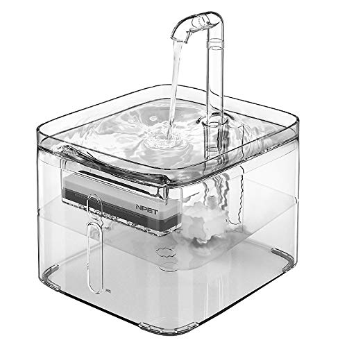 NPET - Fuente de agua para gato y perro automático, transparente, dispensador de agua para gatos, animales domésticos con filtro de repuesto, eléctrico ultrasilencioso, 3L WF020TP