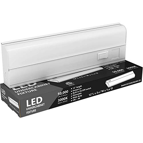 Hardwired LED Under Cabinet Lighting - 8 Watt, 12", Dimmable, CRI>90, 3000K