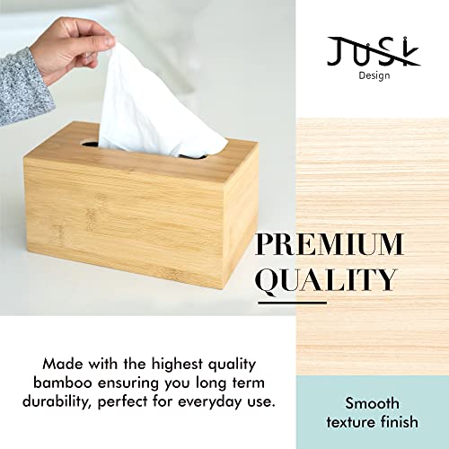Jusk Design Tissue Box Holder - Modern, Minimalist, And Durable Wooden Tissue Box With Sliding Bottom, Easy-Refill- Premium-Quality Bamboo Tissue Box Cover, Fits 230-Count Box, Tall Rectangular #TOP2