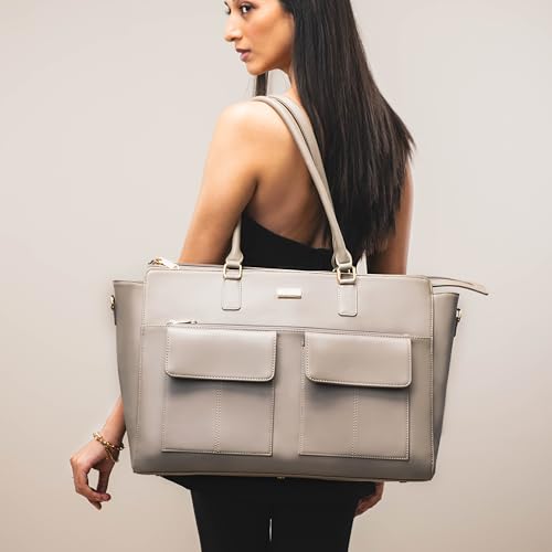 Image of Strokes by Namrata Mehta Oversized Tote Bag for 17 inch Laptop | Trolley Sleeve and Detachable Strap | Large Tote Bags for Women for Office Use, Work | 8 Pockets and Bottle Holder