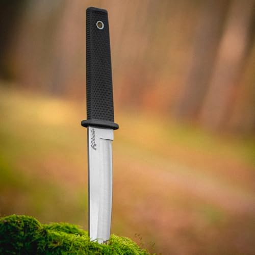 Image of Cold Steel Kobun Plain Edge 5.5 inch Japanese AUS8A Stainless Steel American Tanto Shape Fixed Blade Tactical Hunting Knife, Ergonomic Kray-Ex Handle, Secure-Ex Sheath - Boxed