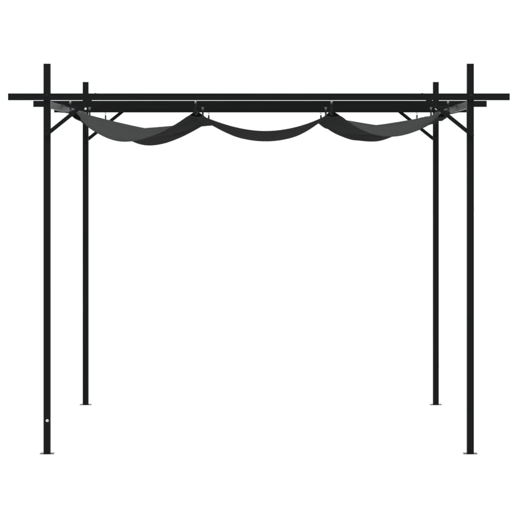 Pergola con Tetto Retrattile Antracite 295x292x230 cm,Pergolato in Legno impregnato, per la Protezione dal Sole e Arredamento Esterni