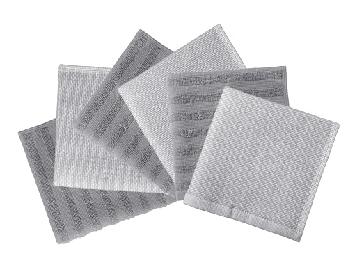 Image of Bumble Premium Dish Cloths 13 inchx13 inch (6 Pack) | 100% Natural Ring Spun Cotton | 400 GSM | Highly Absorbent & Soft |Yarn Dyed & Solid Dyed Terry Dish Cloth Set - Grey