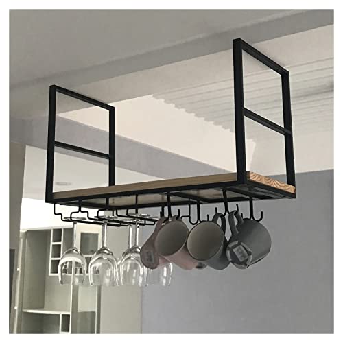 Support verres suspendu plafond en métal noir - Optimisation espace