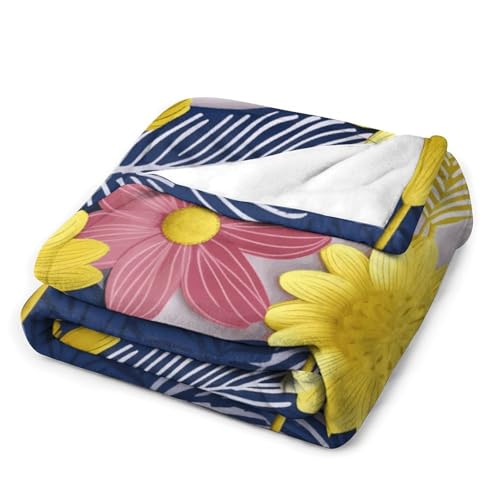 Couverture en flanelle douce jeté de lit imprimé fleurs pour camping - 4