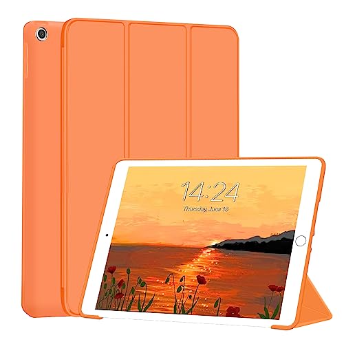 FANSONG Case for iPad 10.2 inch(9th/8th/7th Generation,2021/2020/2019),Slim Trifold Stand with TPU Back Shell,Smart Tablet Case Flip Cover with Auto Sleep/Wake,Orange
