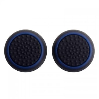 TCOS TECH Silicone Key Protector Thumb Grips Anti-Slip Silicone Cap Cover for PS5 PS4 PS3 Xbox Series X / Series S Xbox One Xbox 360 Controller - Black + Blue (2 Pcs)