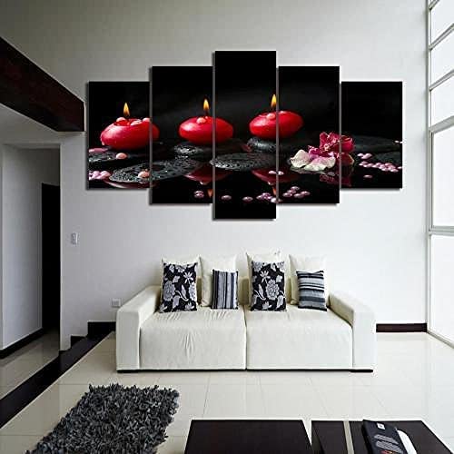 Décoration salon moderne avec ce tableau bougie rouge en toile