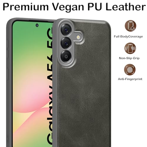 Image of amazon basics Back Cover for Samsung Galaxy A56 5G | Ultra Slim Soft Rubberised Case | Oil Feel Soft Leather Back | Camera Protection - Gray