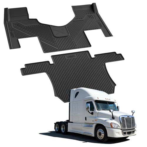 Image of LASFIT Floor Mats for Freightliner Cascadia 2008-2017, All-Weather Protection TPE Car Liners for Freightliner Cascadia Accsessories, Black, Easy to Clean,Only Fit Sleeper Cab Not Fit Day Cab