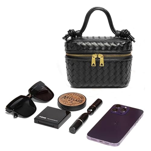 Woven Crossbody Bag for Women Small Top-Handle Pouch Purse Square Box Shoulder Handbag with Adjustable Strap4