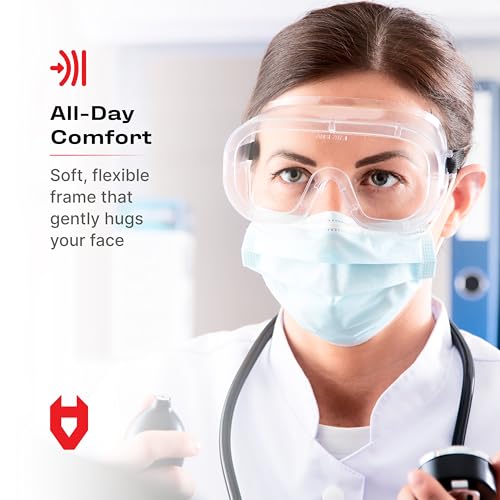 image for NoCry Protective Non-Vented Safety Lab Goggles with Anti-Fog Coating, 