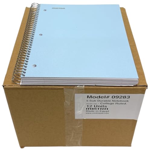 Mintra Office Durable Spiral Notebooks, 5 Subject (Arctic Ice, College Ruled 12pk)
