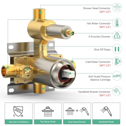 SR-SUN-RISE-12-Inch-Rain-Shower-System-High-Pressure-Shower-Heads-and-Handheld-6-Spray-Combo-Set-Slide-Bar-Shower-Faucets-Sets-Complete-Included-Valve-and-Trim-Kit-for-Bathroom-Brushed-Nickel SR SUN RISE 12 Inch Rain Shower System High Pressure Shower Heads and Handheld 6 Spray Combo Set Slide Bar Shower Faucets Sets Complete Included Valve and Trim Kit for Bathroom Brushed Nickel