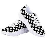 Black White Polka dot Ladies Rocking Shoes Womens Lace-up Wedges Tennis Platform Walking Sneakers