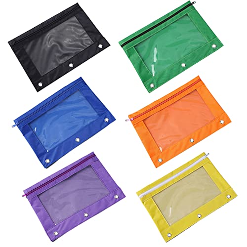 30 x Federmäppchen, 3-Loch-Binder-Beutel mit Reißverschluss in verschiedenen Farben für die Aufbewahrung von Schulbedarf, Schreibutensilien, Büro, Universität, Kosmetik, Stoff-Federmäppchen Cover