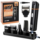 Aolso Intimrasierer Mann, 5-IN-1 Körperrasierer Herren, mit Ladestation, Barttrimmer Nasenhaartrimmer, IPX6 Wasserdichter Rasierer Herren Elektrisch für Brust Beine Achselhöhle Leiste Nase - LK