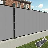 Patio 5' x 50' Fence Privacy Screen Gray Heavy Duty Windscreen Fabric Mesh Fencing Porch Screens, Outside Lattice Panels Chain Link Fences Deck Railing Cover for Outdoor Wall Backyard Balcony Pool